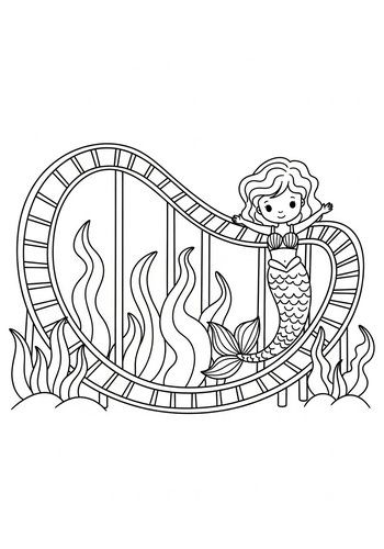 Mermaid's Underwater Roller Coaster Coloring Page