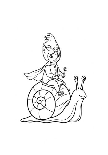 Merryweather Riding A Giant Snail Through A Magical Forest: Coloring Page