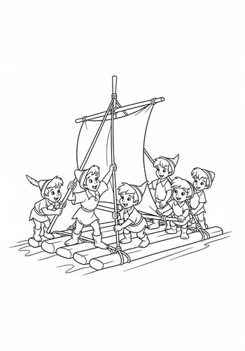 Michael Building A Raft Coloring Page: Lost Boys Adventure