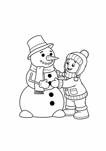 Michael Building A Snowman That Comes To Life Coloring Page