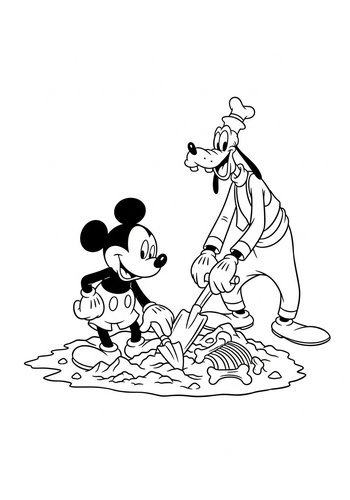 Coloring Page: Mickey Mouse And Goofy's Dino Discovery: Coloring Page Fun