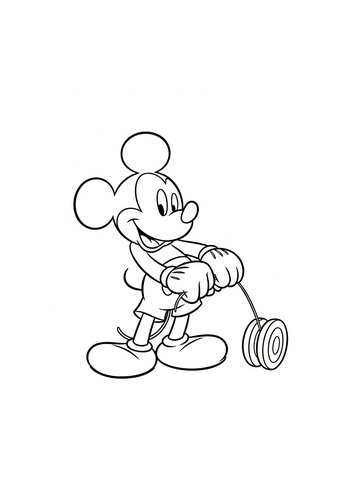 Mickey Mouse Playing With A Yo-yo: Coloring Page Fun