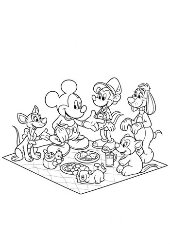 Mickey Mouse's Picnic Party: Coloring Page Fun