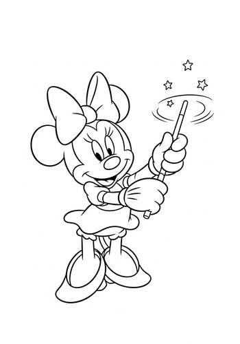 Minnie Mouse Performing Magic Tricks Coloring Page