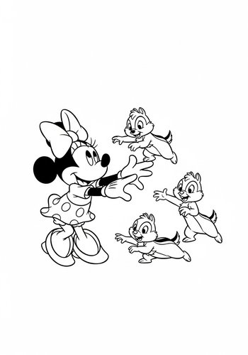 Minnie Mouse Plays Tag: Coloring Fun With Chipmunks
