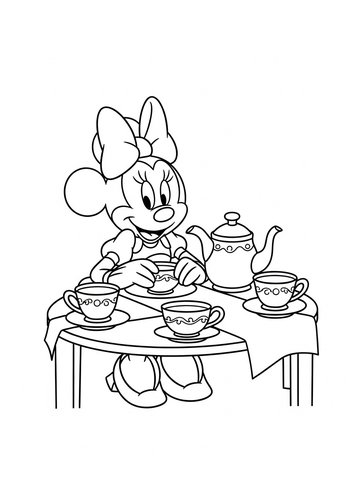 Minnie's Tea Party Coloring Page