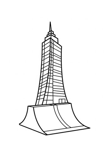 Modern Skyscraper Coloring Page: Downtown Design