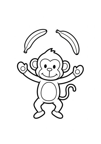 Monkey & Bananas Coloring Page - Fun For Kids