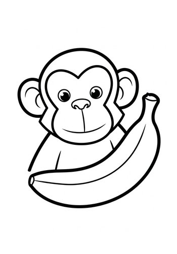 Monkey And Banana Coloring Page