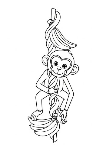 Monkey And Bananas Coloring Page