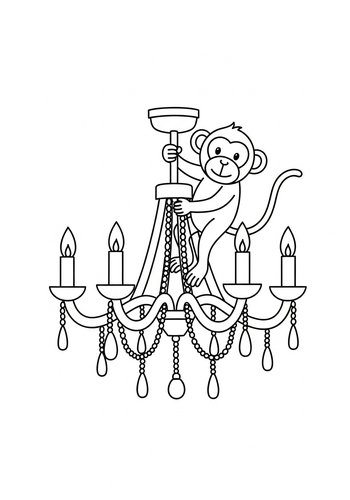 Monkey Chandelier Coloring Page