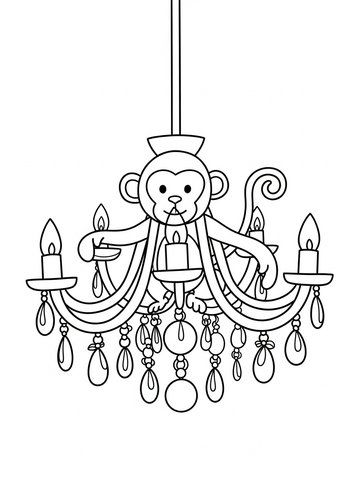 Monkey Chandelier Coloring Page