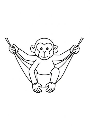Monkey In Hammock Coloring Page