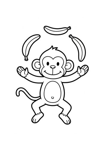 Monkey Juggling Bananas - Coloring Page Fun