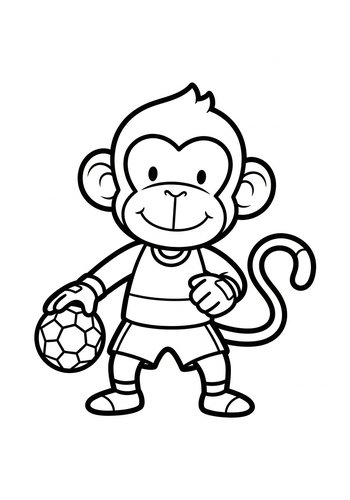 Monkey Soccer Star Coloring Page