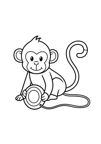 Monkey Toy Coloring Page: Jungle Fun