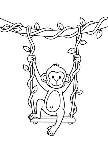 Monkeying Around Coloring Page