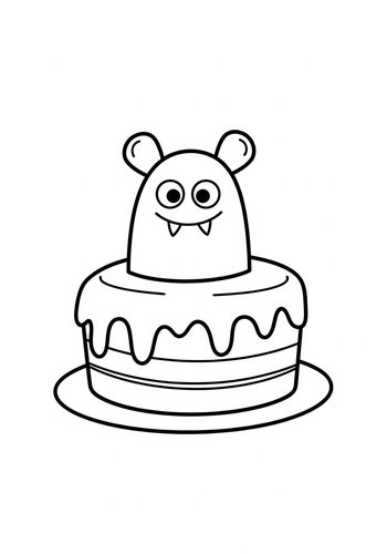 Monster Cake Coloring Page