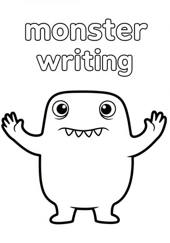 Monster Writing Coloring Page - Printable Fun