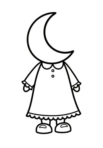Moon Girl Coloring Page: Dreamy Night Character