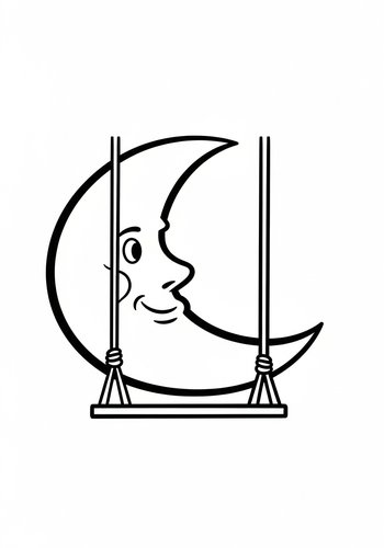 Moon On A Swing Coloring Page