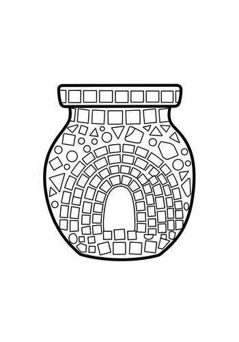 Mosaic Pot Coloring Page: Artistic Design