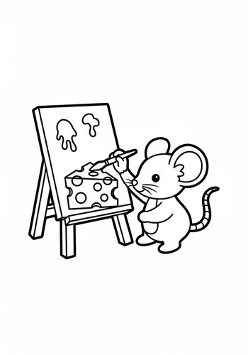 Mouse Artist Coloring Page
