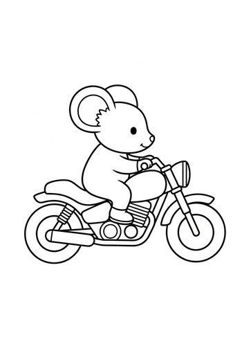 Mouse On Motorcycle: Coloring Page Adventure