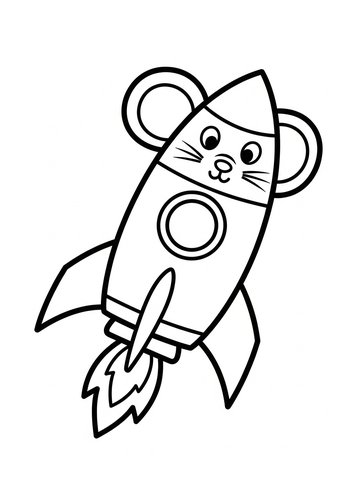 Mouse Rocket Coloring Page For Kids