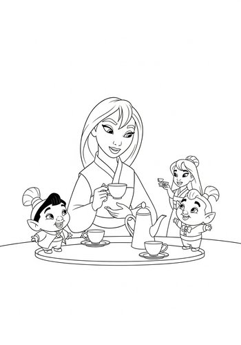 Mulan's Delightful Tea Party: Coloring Fun With Cri-kee And Little Brother