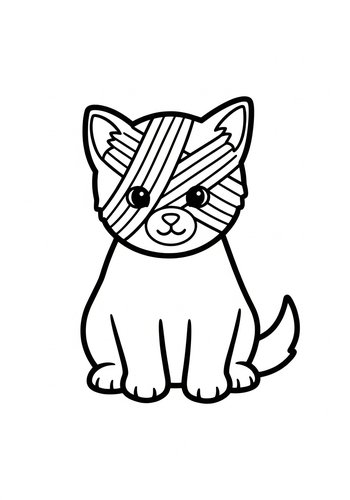 Mummy Cat Coloring Page: Halloween Fun