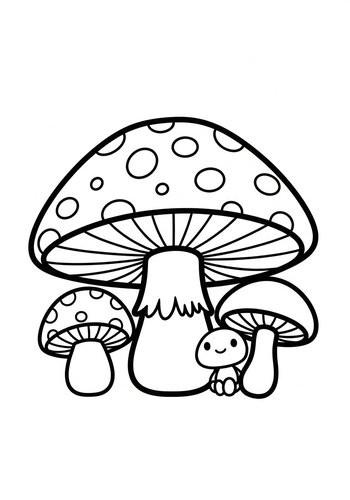 Mushroom Coloring Page For Kids