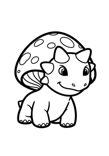 Mushroom Dino Coloring Page Fun