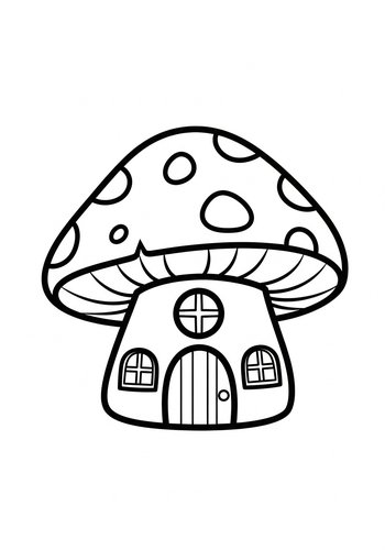 Mushroom House Coloring Page - Enchanting Forest Home