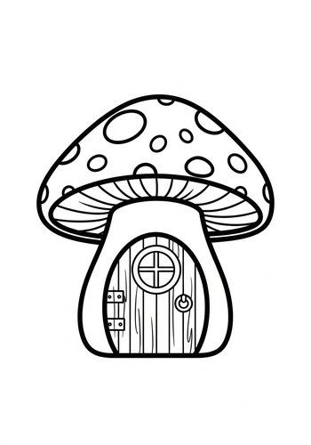 Mushroom House Coloring Page: Fantasy Dwelling