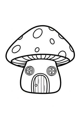 Mushroom House Coloring Page Fun