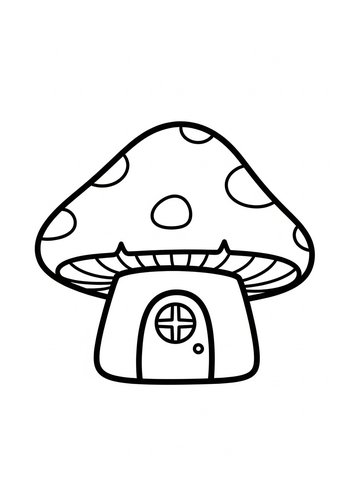 Mushroom House Coloring Page Fun