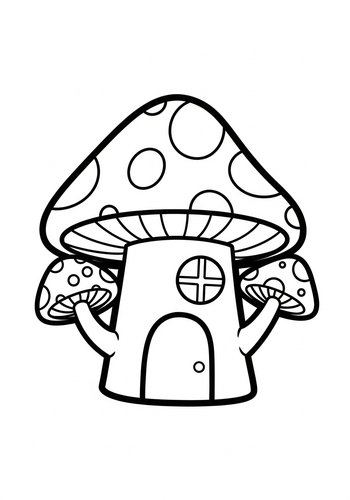 Mushroom House Coloring Page: Whimsical Fun