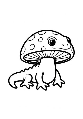 Mushroom Lizard Coloring Page For Kids