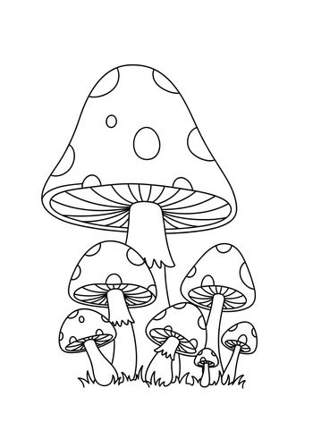 Mushroom Patch Coloring Page Fun