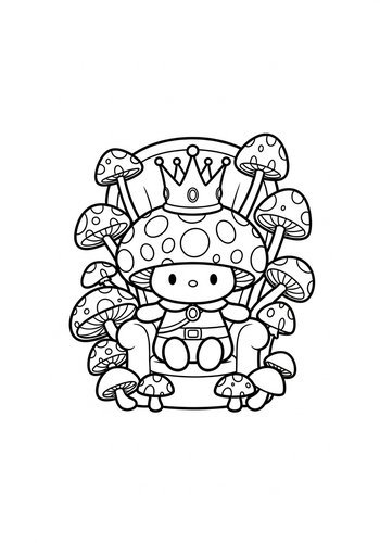 Coloring Page: Mushroom Royalty: Mushu On A Mushroom Throne Coloring Page
