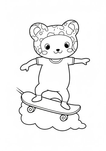 Mushu Skateboarding On A Cloud: Coloring Page Fun