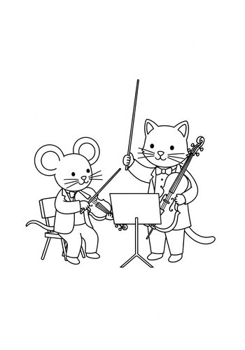 Musical Animals Orchestra - Coloring Page Fun