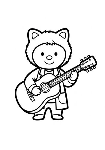 Musical Bear Cub Coloring Page