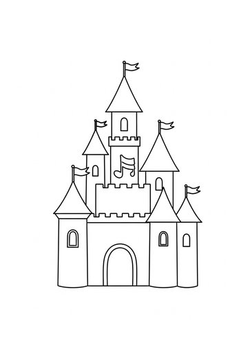 Musical Castle Coloring Page