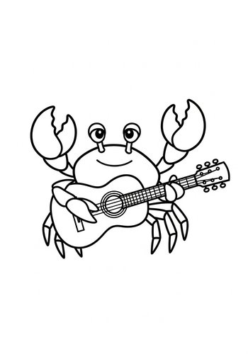Musical Crab Coloring Page