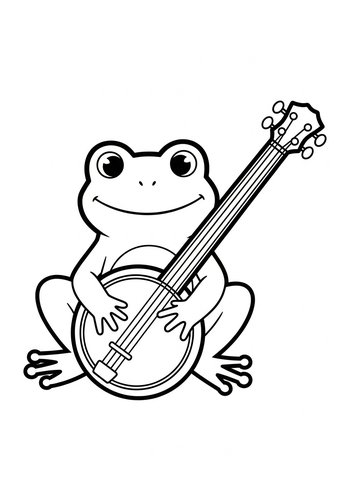 Musical Frog Coloring Page Fun