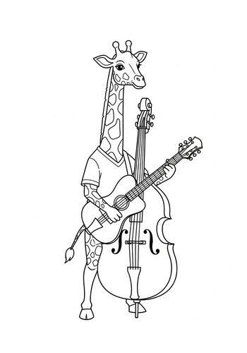 Musical Giraffe Coloring Page