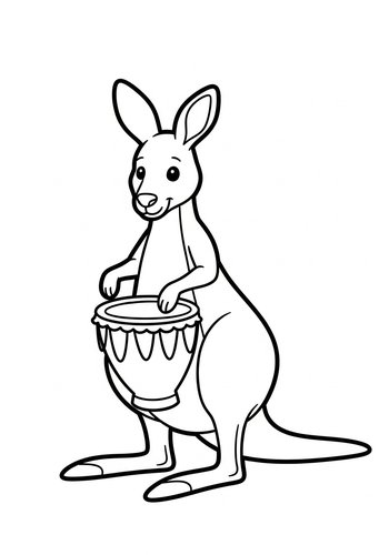 Musical Kangaroo Coloring Page