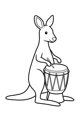 Musical Kangaroo Coloring Page Fun